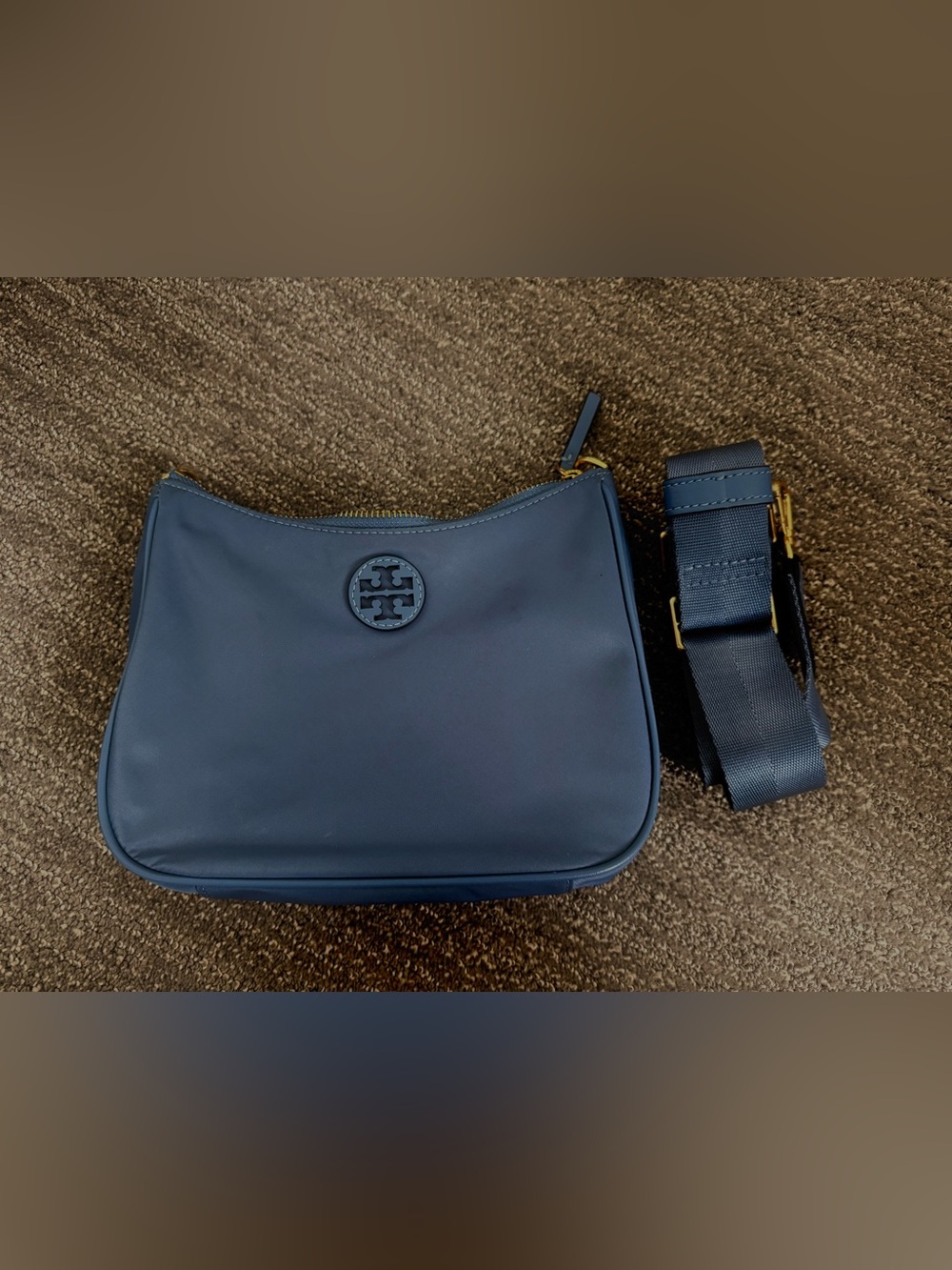 Tory Burch Oceanside Blue Double-Zip Leather Crossbody